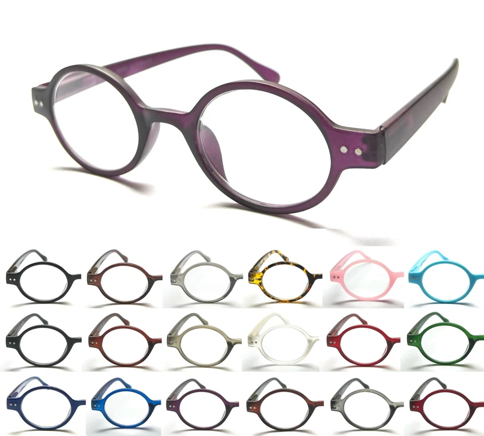 Runde Lesebrille 0~+4,0 hervorragende Qualität Retro kleines Gestell Federscharniere L887