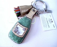 NWT Coach Pave Rhinestone Champagne Bottle Keychain Key Fob Bag Charm RARE