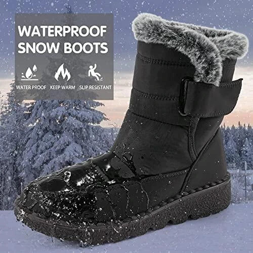 Jakcuz Women's Winter Snow Boots - Zip-Up Fur Lined Ankle Boots, Waterproof Anti-Slip For Outdoor Comfort - View #3