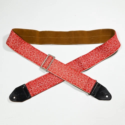 RARE: Embroidered Woven Hippie Guitar Strap, Japan, c. 1970s - Metal Buckle