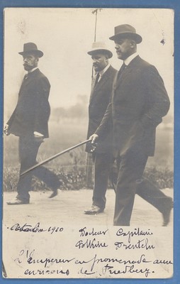 RUSSIA EMPEROR NICHOLAS II  ACCOMPANIED BY TWO PEOPLE VINTAGE PHOTO PC RARE 3213