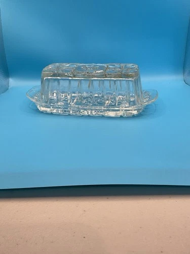 Vintage Anchor Hocking "Star “ Pattern, Covered Butter Dish with Lid