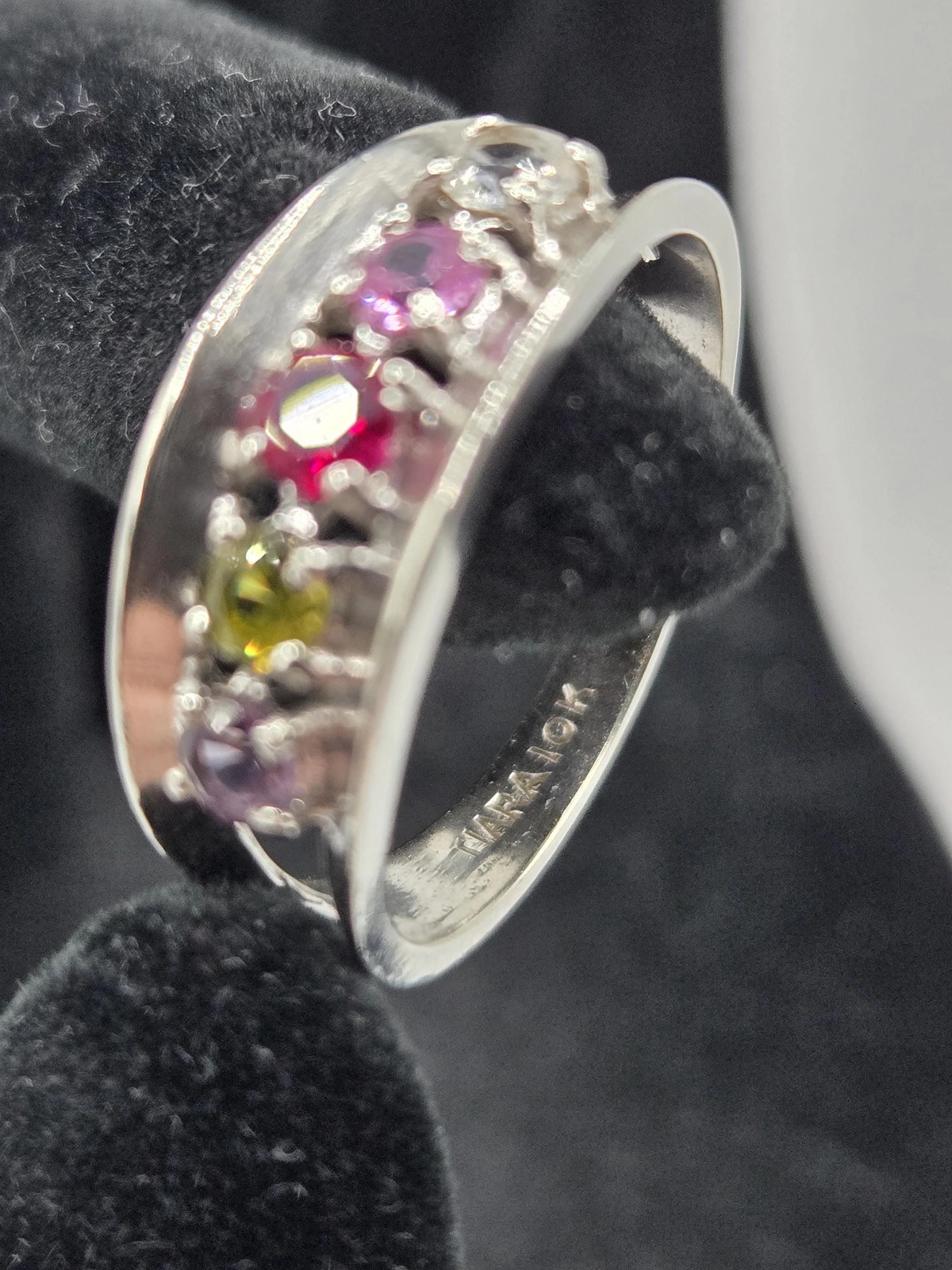 Tiara Solid 10K Gold Ring with Ruby, Sapphire, Pe… - image 5