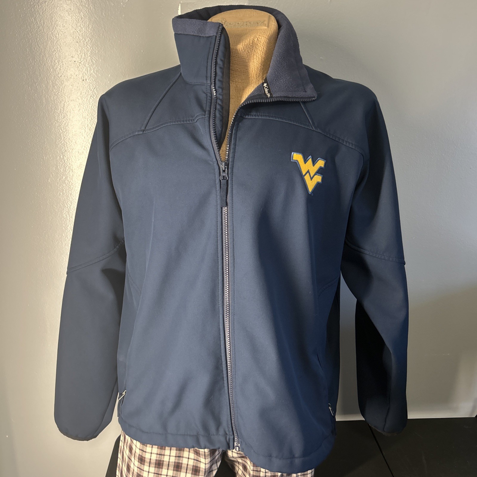 Columbia WVU West Virginia SoftShell All Weather Jacket Mens XL Navy Blue