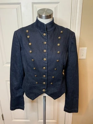 Ralph Lauren Blue Dark Wash Denim Military Officers Jacket NWT, Size 10 - Image 1 of 4