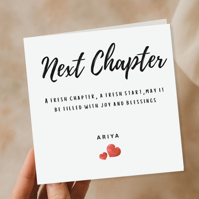 Personalized Here's To Your Next Chapter, Good Luck Card, New Job Cards