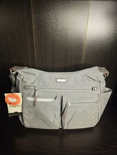Baggallini Anywhere Large Hobo Tote w/ RFID Phone Wristlet in Light Gray