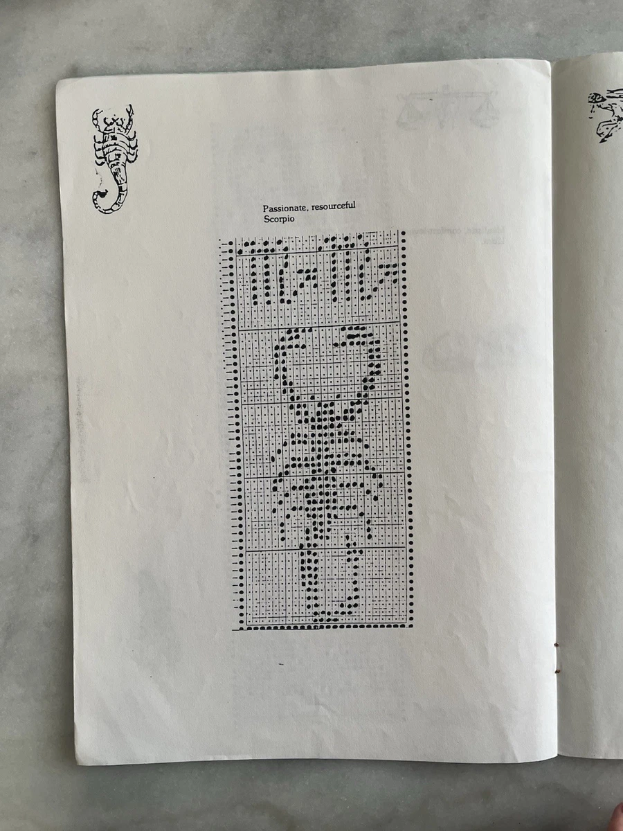 Folleto de tejido vintage Lee Bee Zodaic Punchcard Designs
