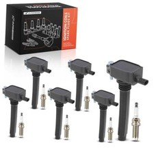 A-Premium Set of 6 Ignition Coil Pack and Iridium Spark Plugs Black