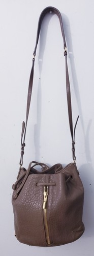 Elizabeth James Gray Leather Bucket Bag Shoulder Bag Purse