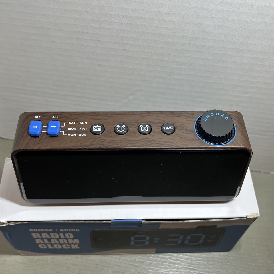 Anjank AC196 FM Radio Alarm Clock, w/ AC Adapter & Box | eBay