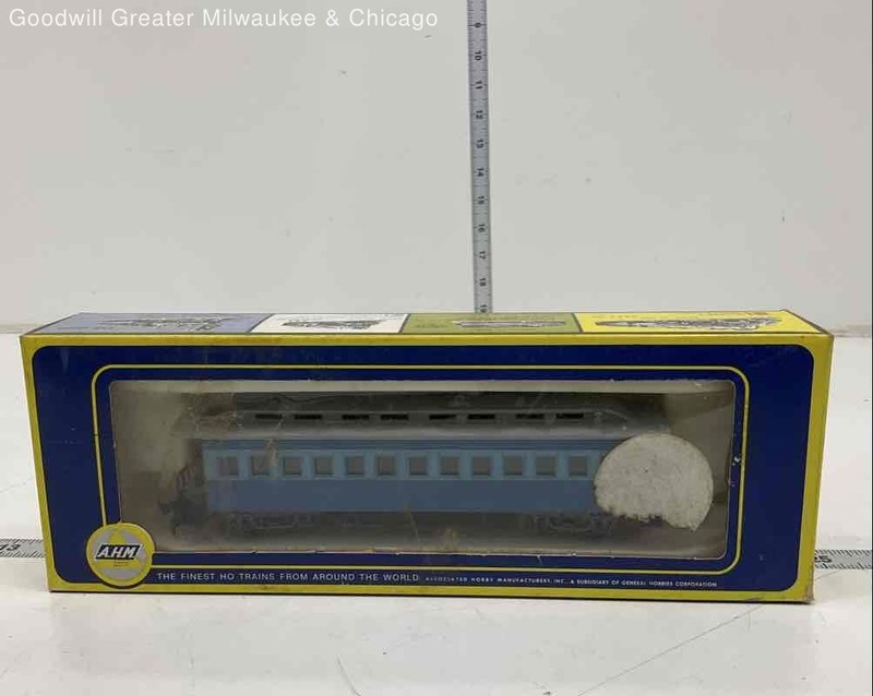 AHM Blue Black Plastic HO Scale Passenger Car Model Train Original Box