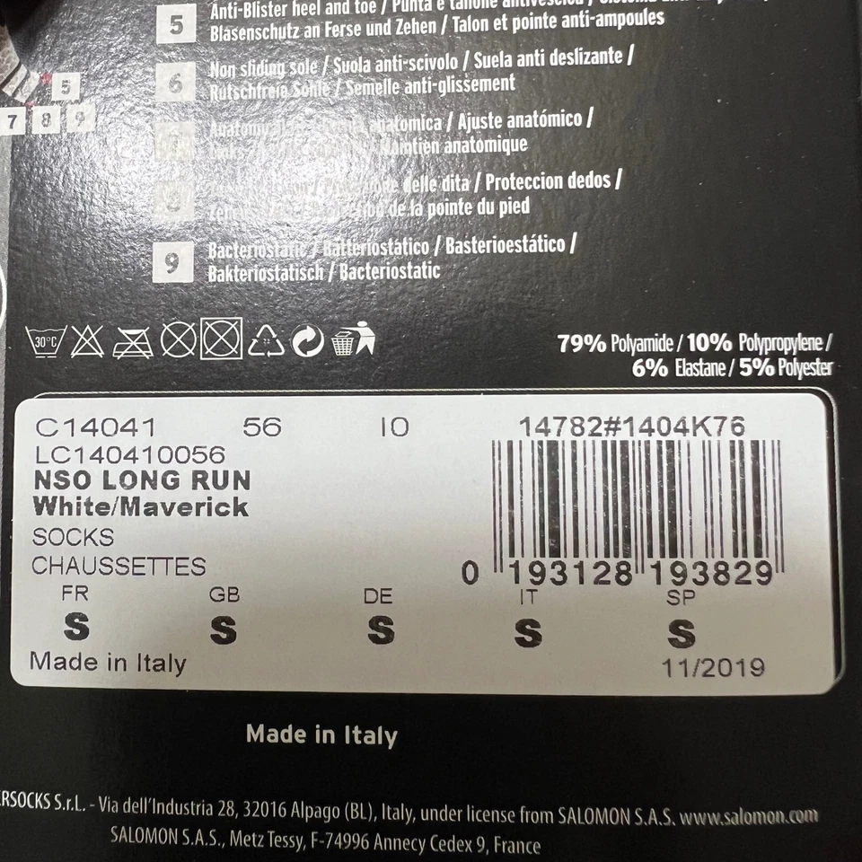 Calcetines para correr Salomon NSO Long Run blancos Maverick Crew - talla pequeña Foto 3 de 4