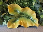 Vintage Hull Pottery 405 Jubilee Large Leaf Dish Yellow Green MCM 1957 USA