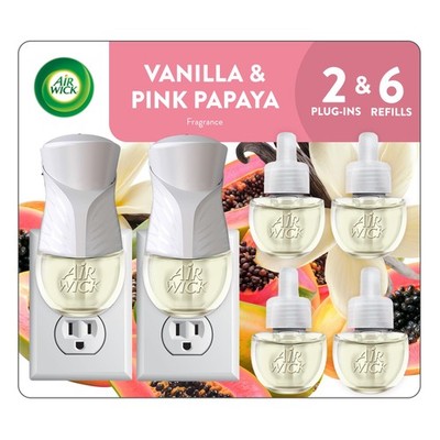 Air Wick Plug In Scented Oil Starter Kit, 2 Warmers + 6 8 Piece Set, Pink,Red 