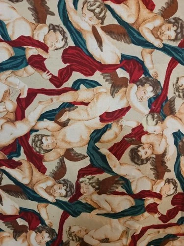 Christmas Fabric Alexander Henry "tiny messenger" 1 Yd Rafael-ish Angels