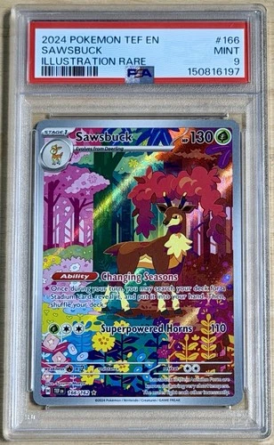 2024 Pokemon Temporal Forces Sawsbuck Illustration Rare #166/162 - PSA 9