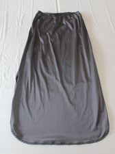 Vintage Sears Black Long Slip Nylon Lace Medium Elastic Waist 32237 Side Slits