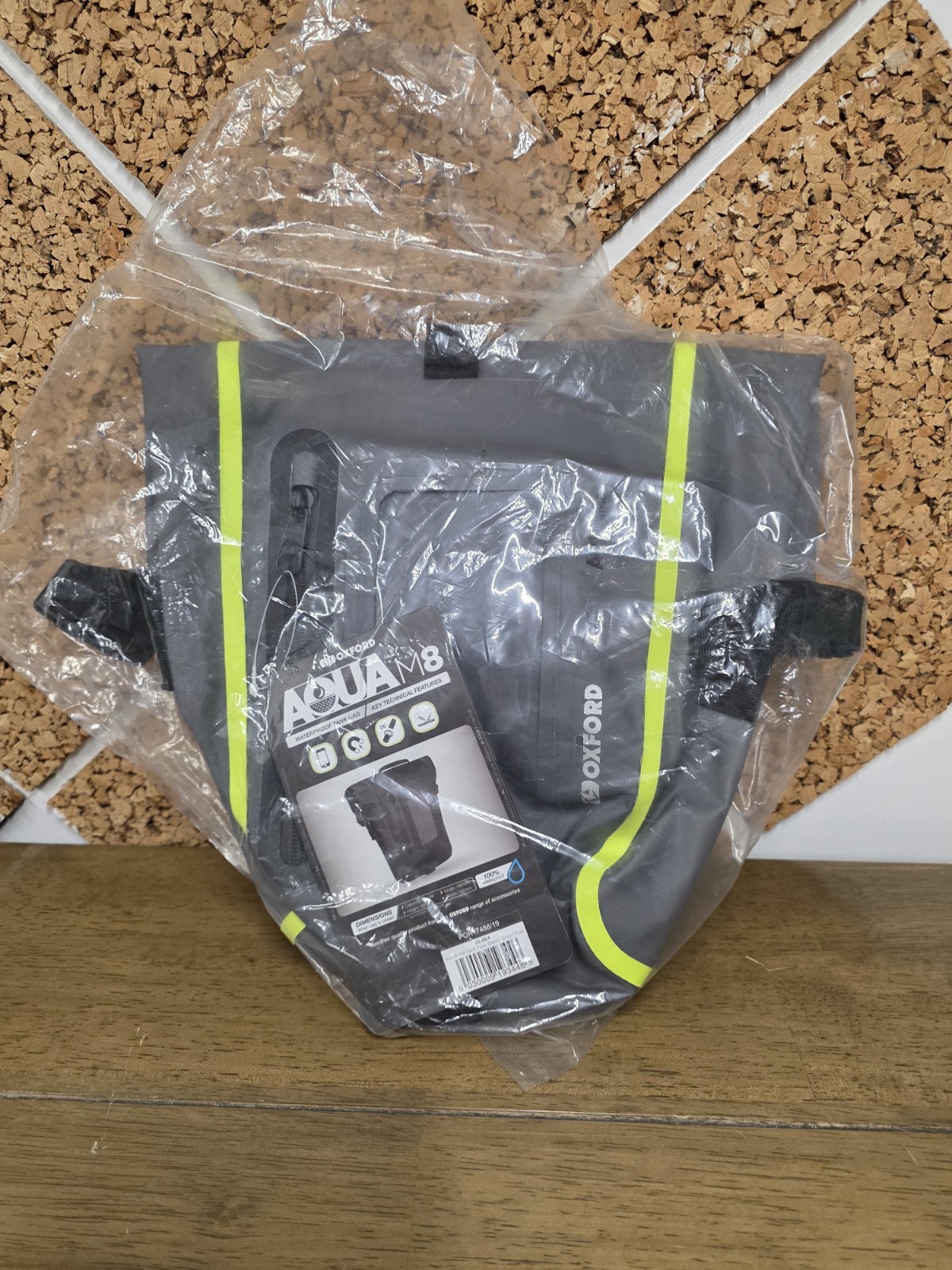 Oxford Aqua M8 Motorcycle Tank Bag Black / Grey / Fluo Yellow - 8 Litres