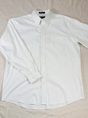 Stafford Performance Pinpoint Oxford White Button Down Shirt Size 17.5 36/37