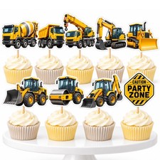 ALISSAR 36 Pcs Construction Cupcake Toppers, Pre-assembled
