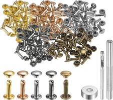 100 Sets 6mm Double Cap Rivets with Tools for Leather Craft DIY Repair