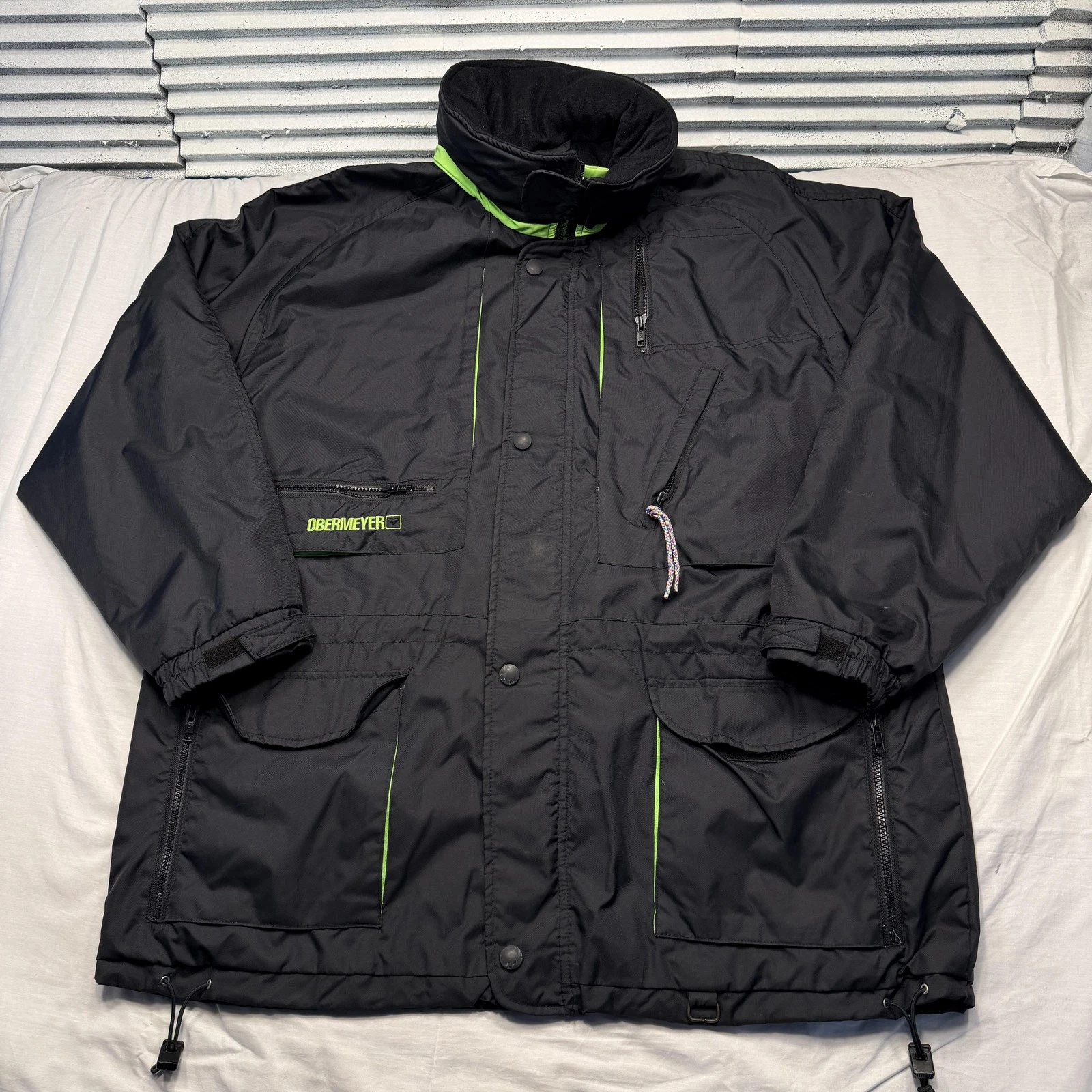 Vintage Obermeyer Jacket Mens Large Black Climber Hooded Ski Snow Parka 90s