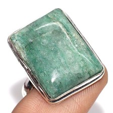 925 Silver Plated Green Aventurine Jewellery Ring Handmade Size Us 10 JW