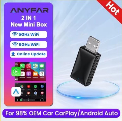 2-in-1 Wireless CarPlay Android Auto Adapter Plug & Play USB  for iPhone Android