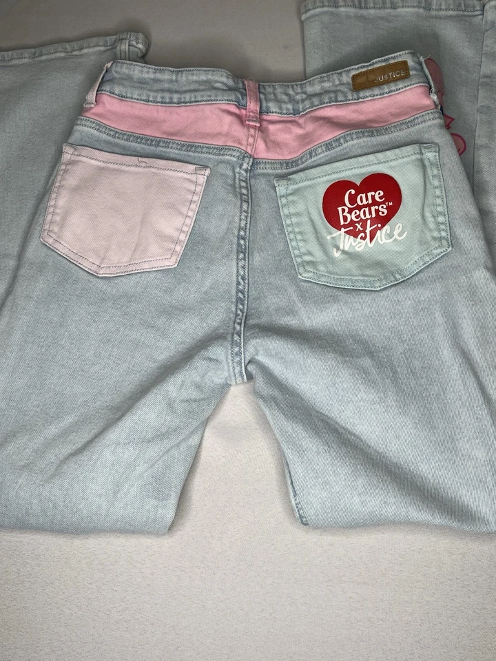 Justice Care Bear Jeans Size 18 Junior Miss Pink And Denim - Image 4 of 4