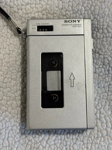 Vintage Sony TCM-600 Walkman Cassette-Corder + Black Suede Case NOT WORKING
