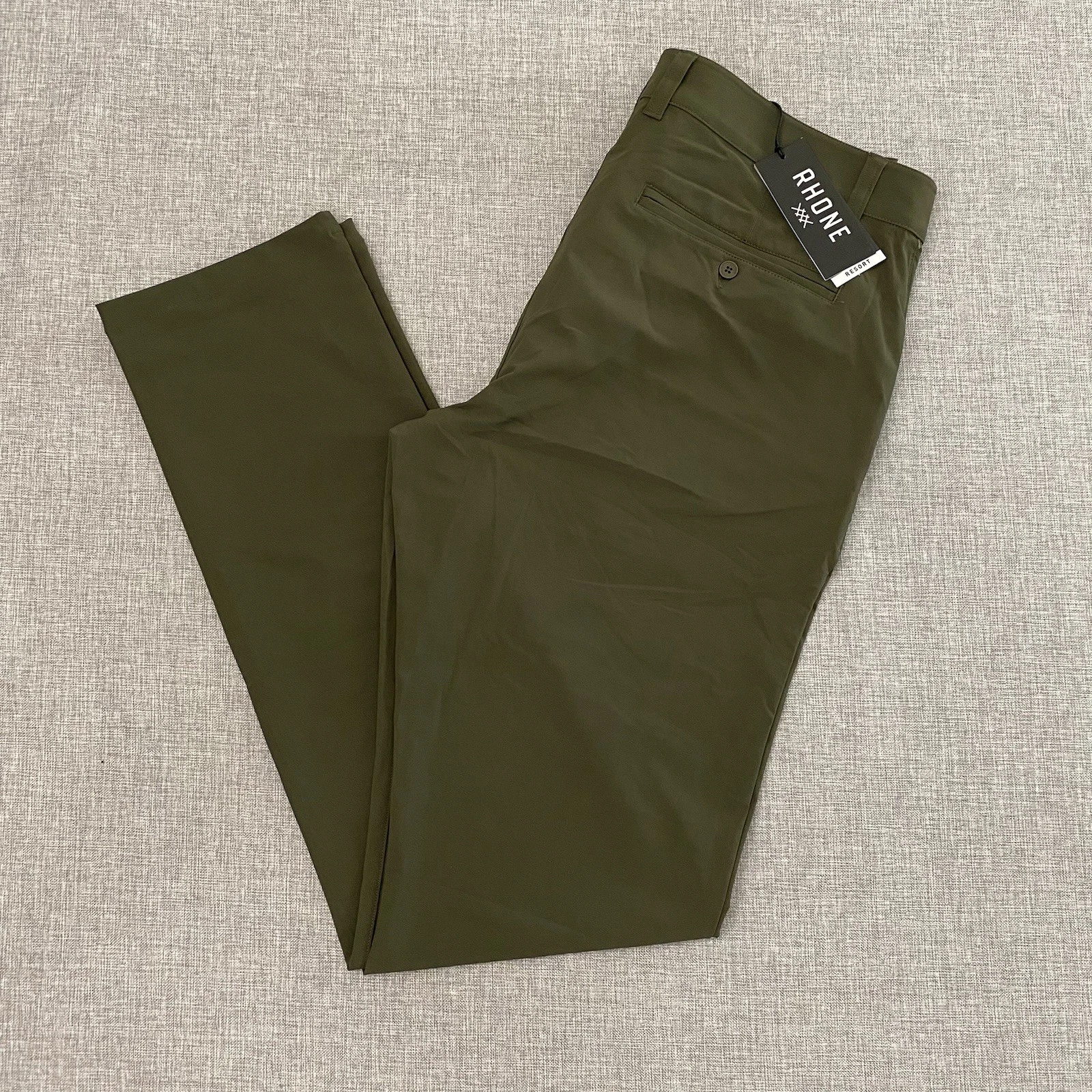 Rhone Slim Stretch Pants Mens 31x33 Green Survivor UPF 50 NWT