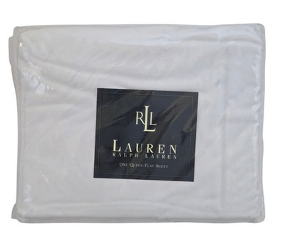 Ralph Lauren Queen Flat White Sheet 250 Thread 100% Cotton Bedding NIP NEW