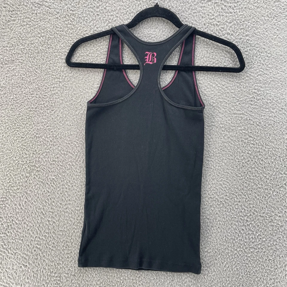 Camiseta sin mangas Better Bodies para mujer pequeña negra rosa gráfica acanalada ropa deportiva gimnasio caminata Foto 2 de 4
