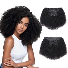 Afro Kinky Curly Clip Ins 8Pcs 20 Clips 100% Brazilian Human Hair for Black 4...