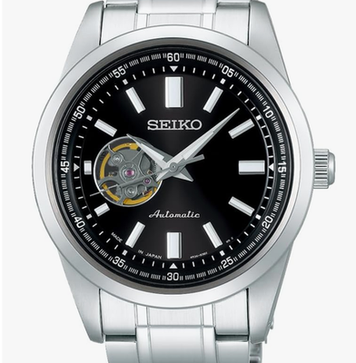 Seiko Selection SCVE053 Men's Silver Mechanical Open Heart Black