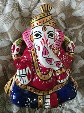 Ganesh Ganesha Statue Hand Painted India 6.5cm H X 5.2cm W X 2.7cm D Weighs 85g