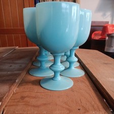 9 Portieaux Vallerysthal 12 Oz. Blue Opaline Goblets