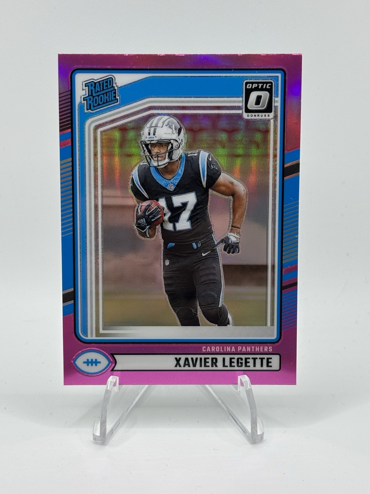 2024 Panini Donruss - Rated Rookie Xavier Legette #323 Optic Preview Pink Prizm