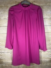 J Crew Dress Size 4 Fuschia Ruffle Collar Shift Dress Preppy Classic