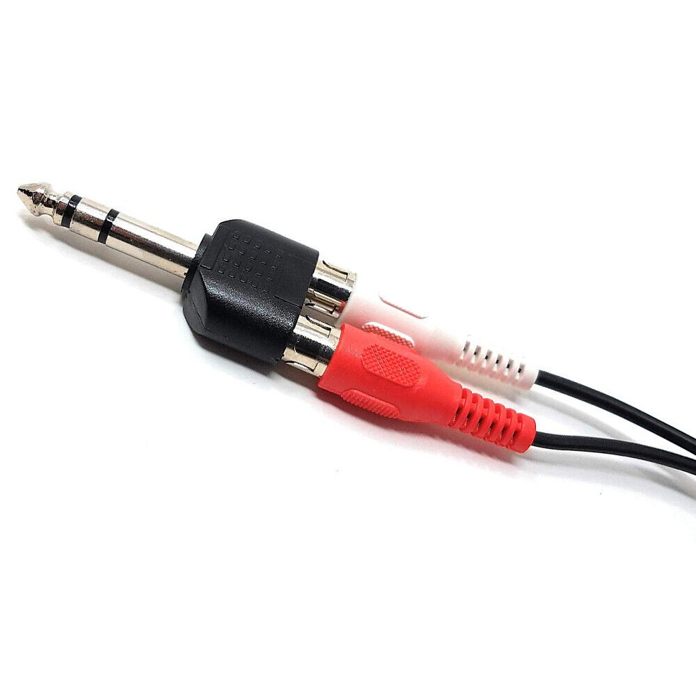 4 Pack 6.35mm Male Plug to 2RCA Female Jack Adapter Mono Audio Straight Splitter
