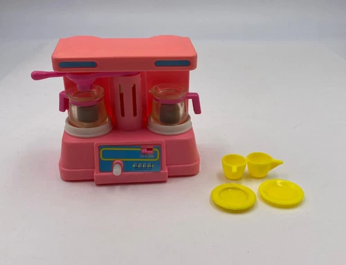 Vintage Mattel 1992 Barbie Wind Up Coffee Maker Set Works