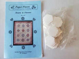 Vintage Paper Pieces Hearts & Flowers Pattern & Hexagon Templates 1991