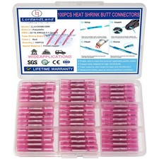 Red 100 Pcs Heat Shrink Butt Connectors Kit,Waterproof Insulated Marine Autom...