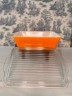 Vintage Pyrex 0503 Orange Refrigerator Dish with Lid Oven Proof Daisy 1.5qt