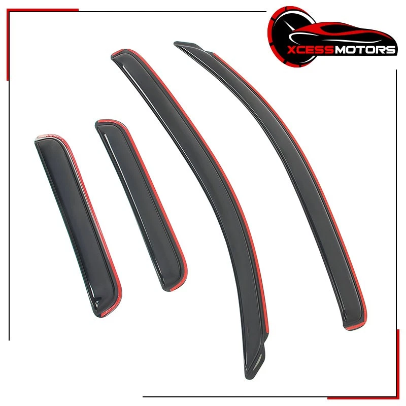 Se adapta a Toyota Tundra 07-21 doble cabina en canal viseras de ventana puerta protector de lluvia 4 piezas Foto 3 de 4