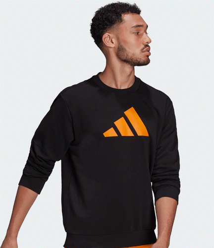 NWT MEN'S ADIDAS HA1391 SPORTSWEAR FUTURE ICONS BLACK/ORANGE SWEATSHIRT TOP $60 - Picture 3 of 6