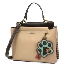 CHALA Charming Satchel TEAL PAW PRINT (Taupe) - Dog Mom NWT