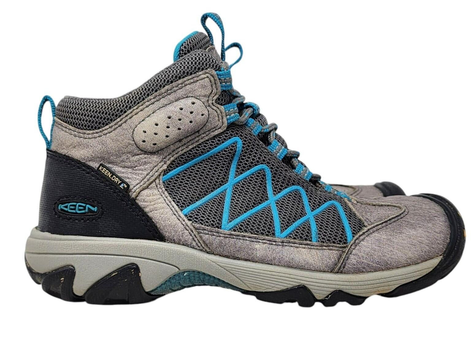 Stivali Keen Tg 7 Donna Grigio Pelle Maglia Impermeabile Lacci Escursionismo