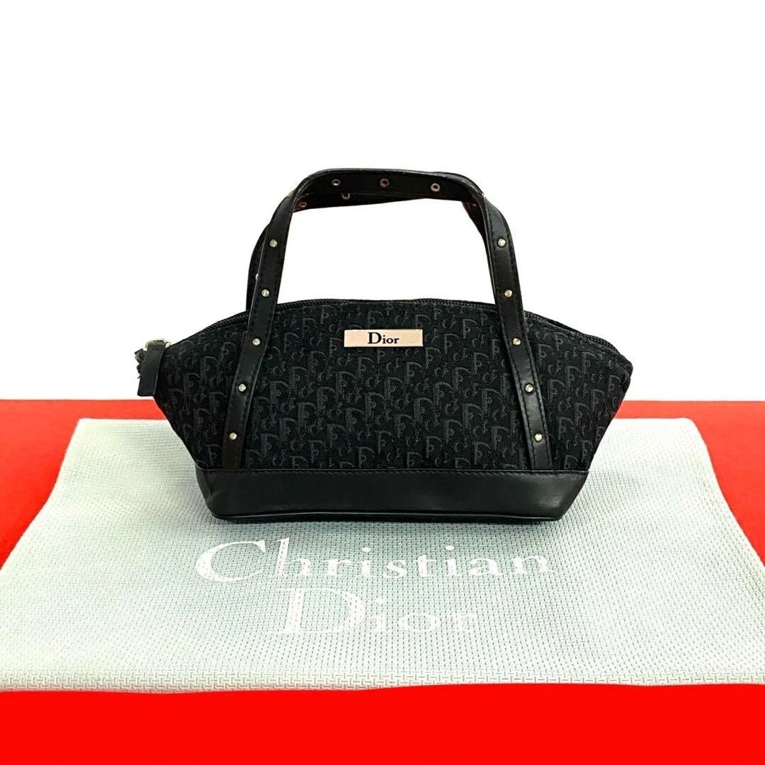 Sac à main Dior Trotter cuir toile pochette noir